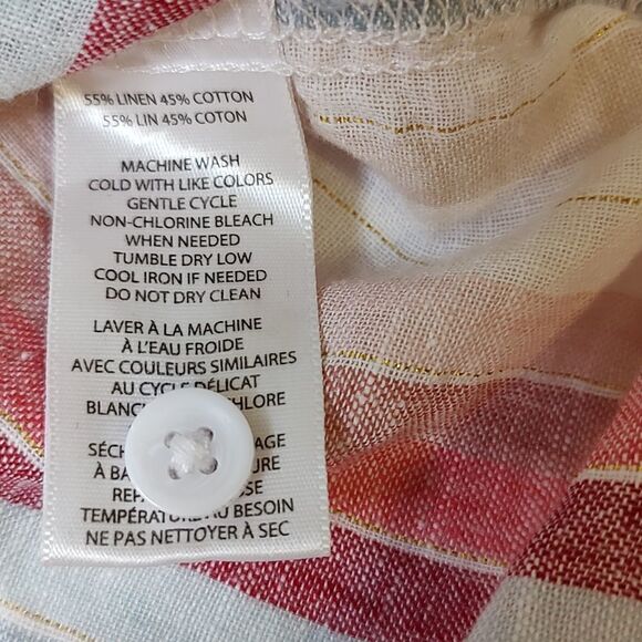 Beachlunchlounge collection Striped Short Sleeve Button Shirt Top Size XS - Picture 6 of 6